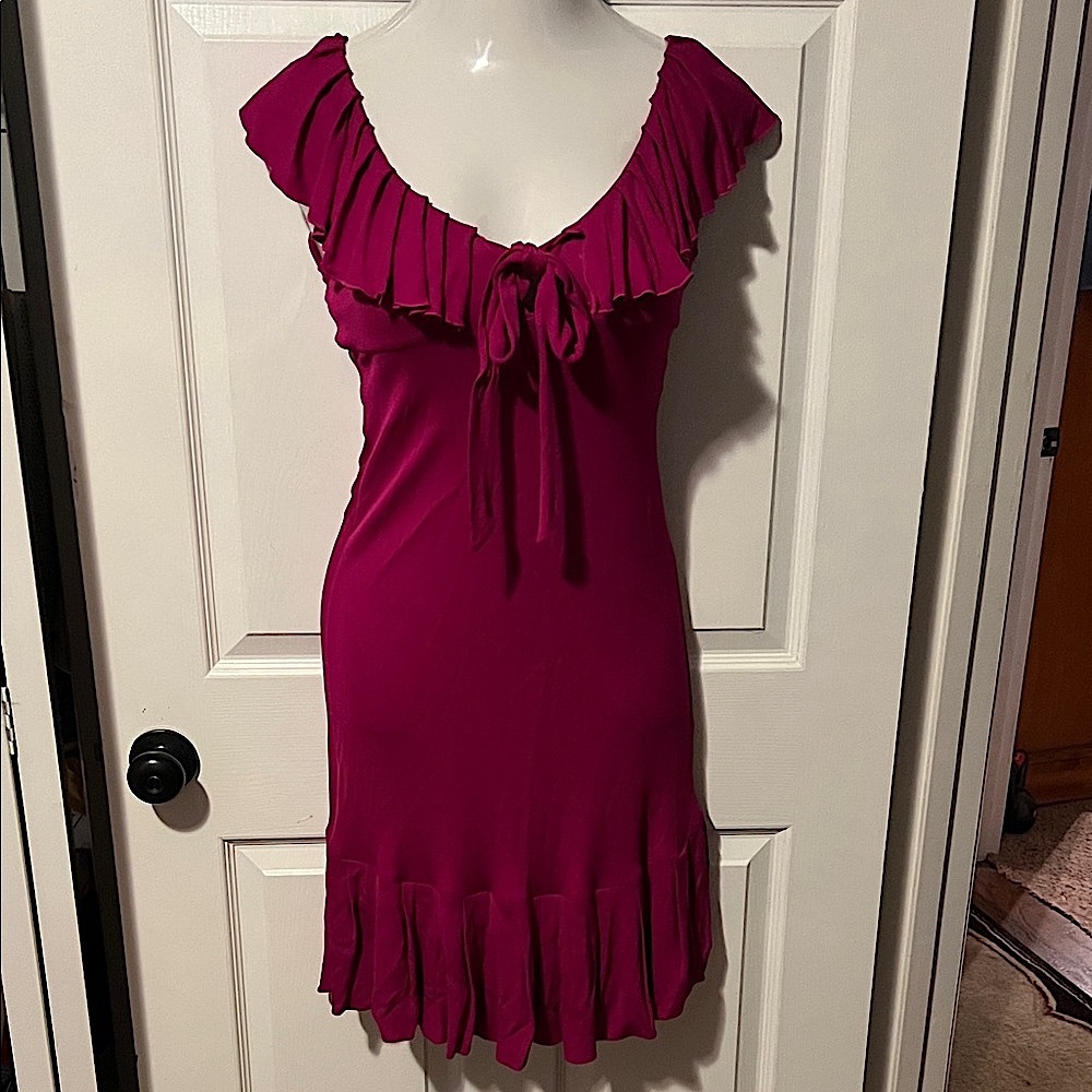 Diane Von Furstenberg Fuchsia Ruffle Mini Dress